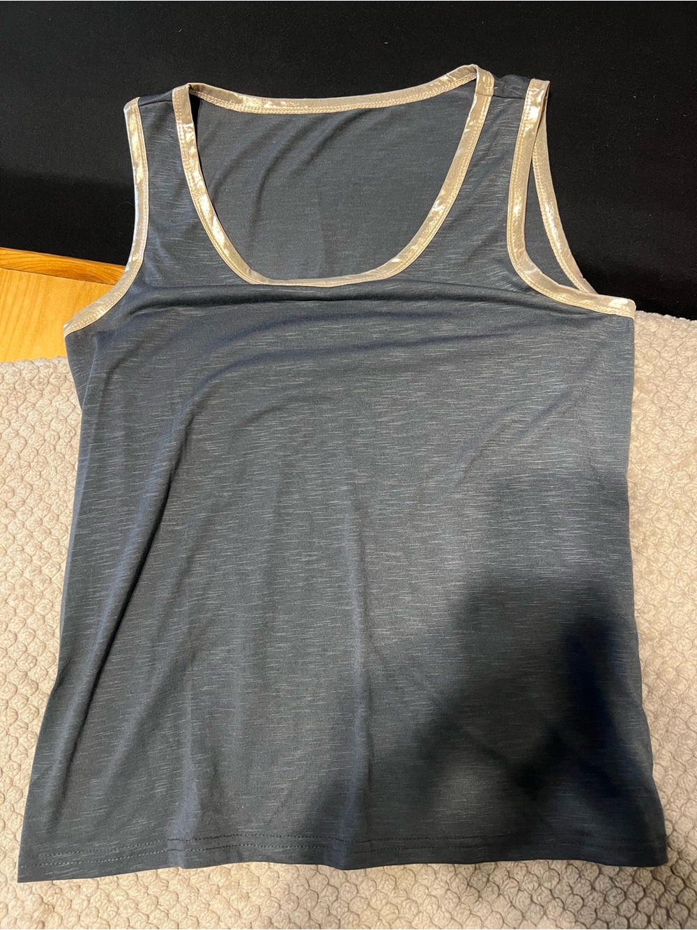 Classic Women's gray Tank Top with Gold Trim